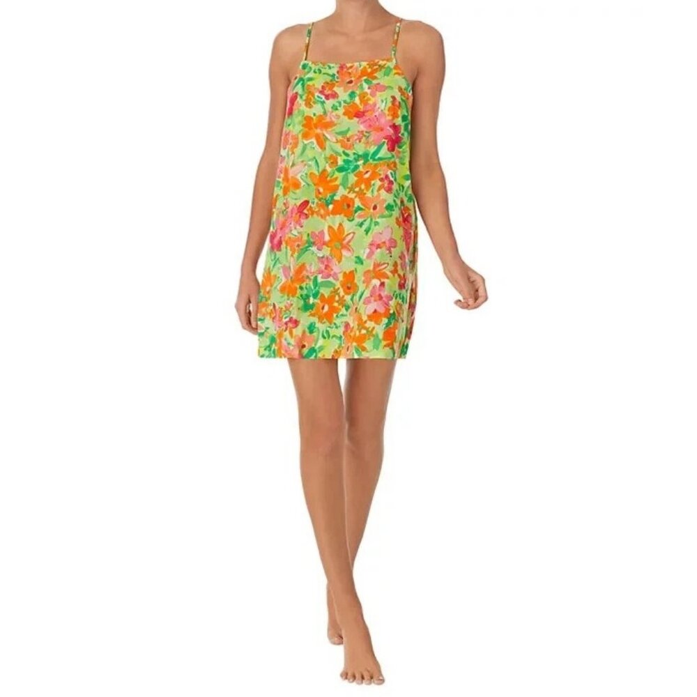 Sanctuary Women's Satin Square-Neck Tie-Back Chemise Camisole, Multi Floral, XL